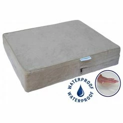 Go Pet Club Solid Memory Foam Orthopedic Extra-Large Mattress Dog Bed with Waterproof Cover, Khaki