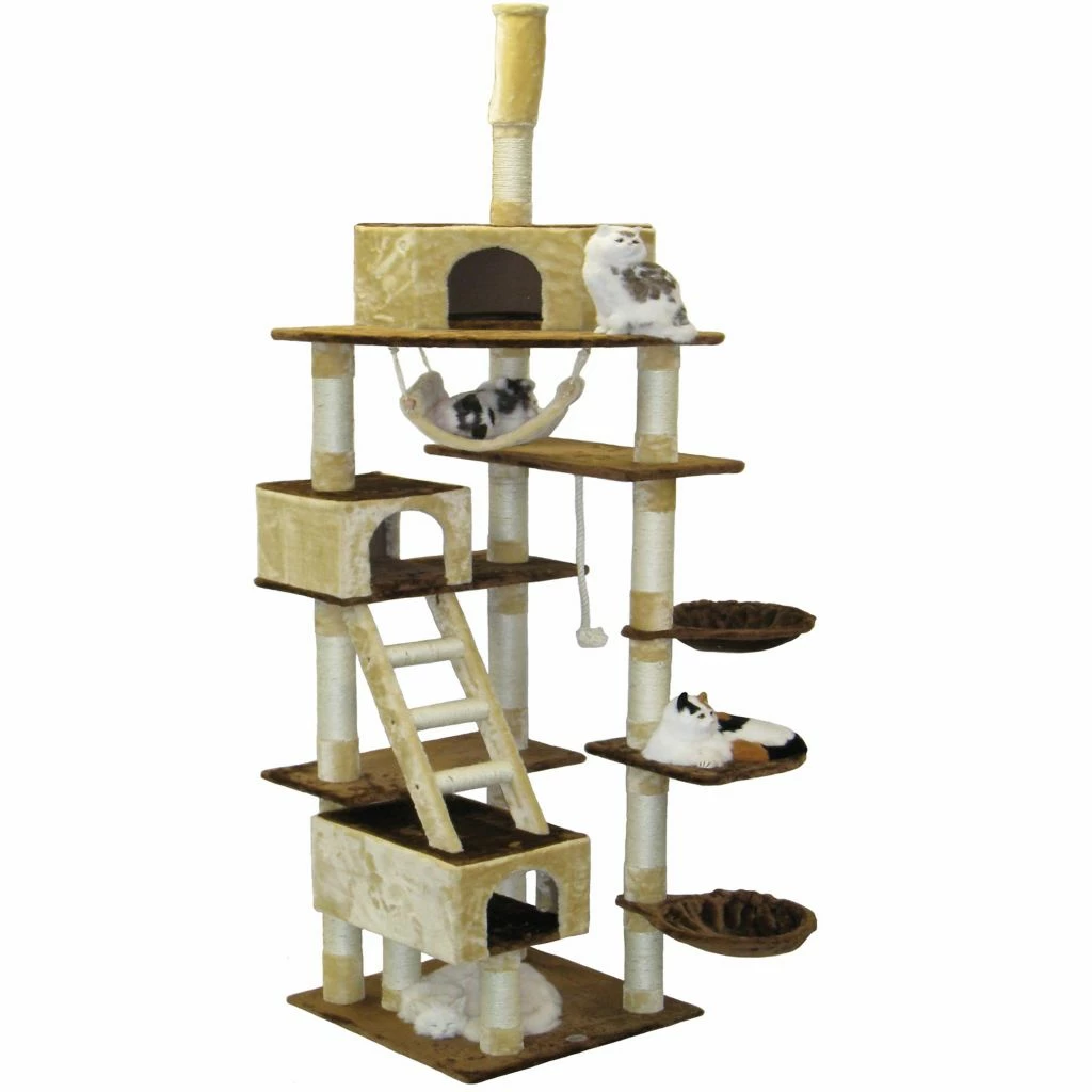 Go Pet Club 108 in. Cat Furniture Condo Tree, Beige/Brown