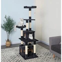 Go Pet Club 67.25 in. Cat Tree Furniture Condo, Black