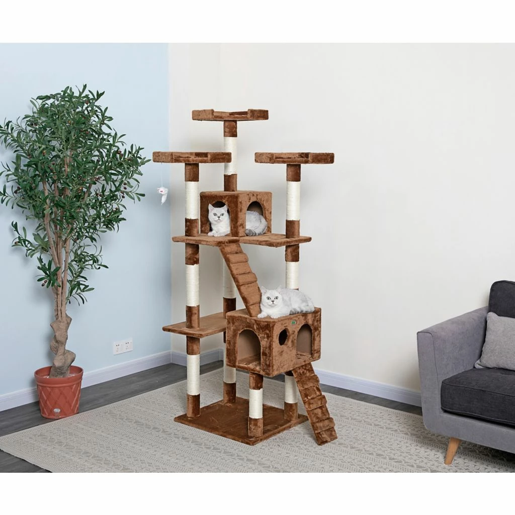 Go Pet Club 72 in. Cat Tree Condo Furniture, Brown