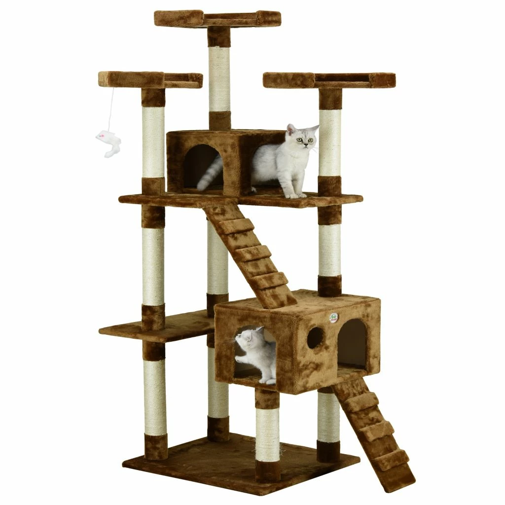 Go Pet Club 72 in. Cat Tree Condo Furniture, Brown - Image 2