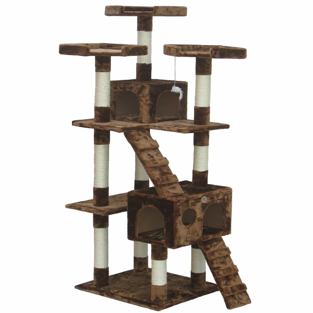 Go Pet Club 72 in. Cat Tree Condo Furniture, Brown - Image 3