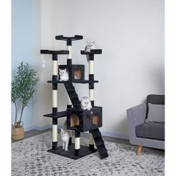 Go Pet Club 72 in. Cat Tree Condo Furniture, Black