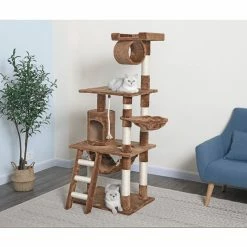 Go Pet Club 62 in. Cat Tree Condo Furniture, Brown