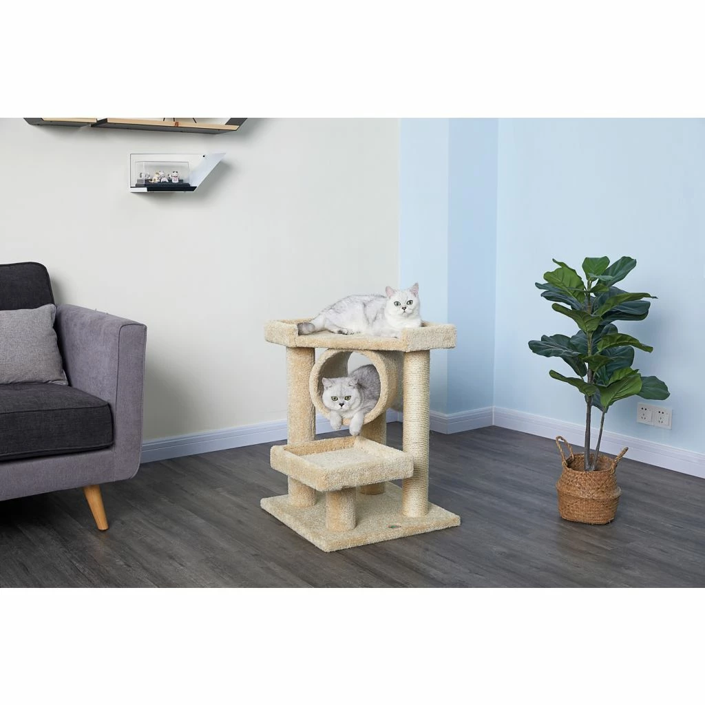 Go Pet Club 28 in. Premium Carpeted Cat Tree, Beige