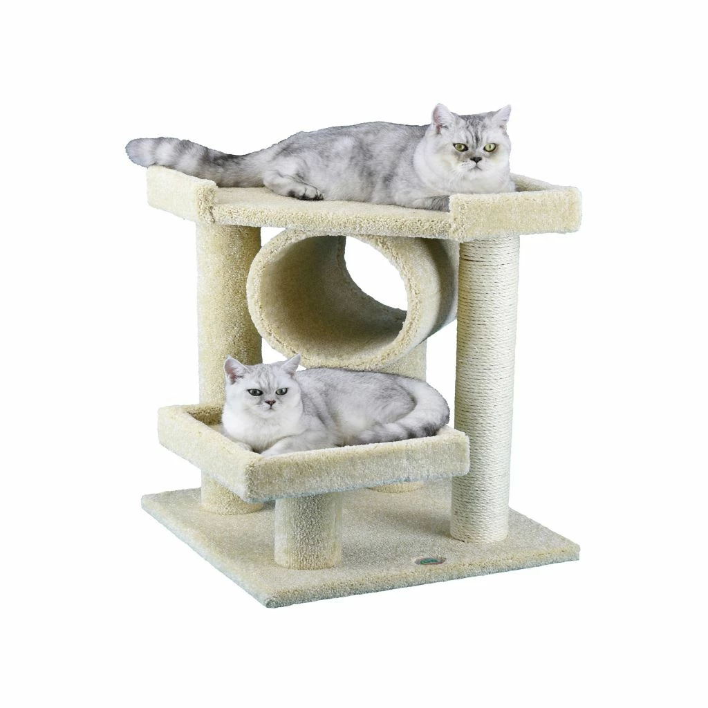 Go Pet Club 28 in. Premium Carpeted Cat Tree, Beige - Image 2