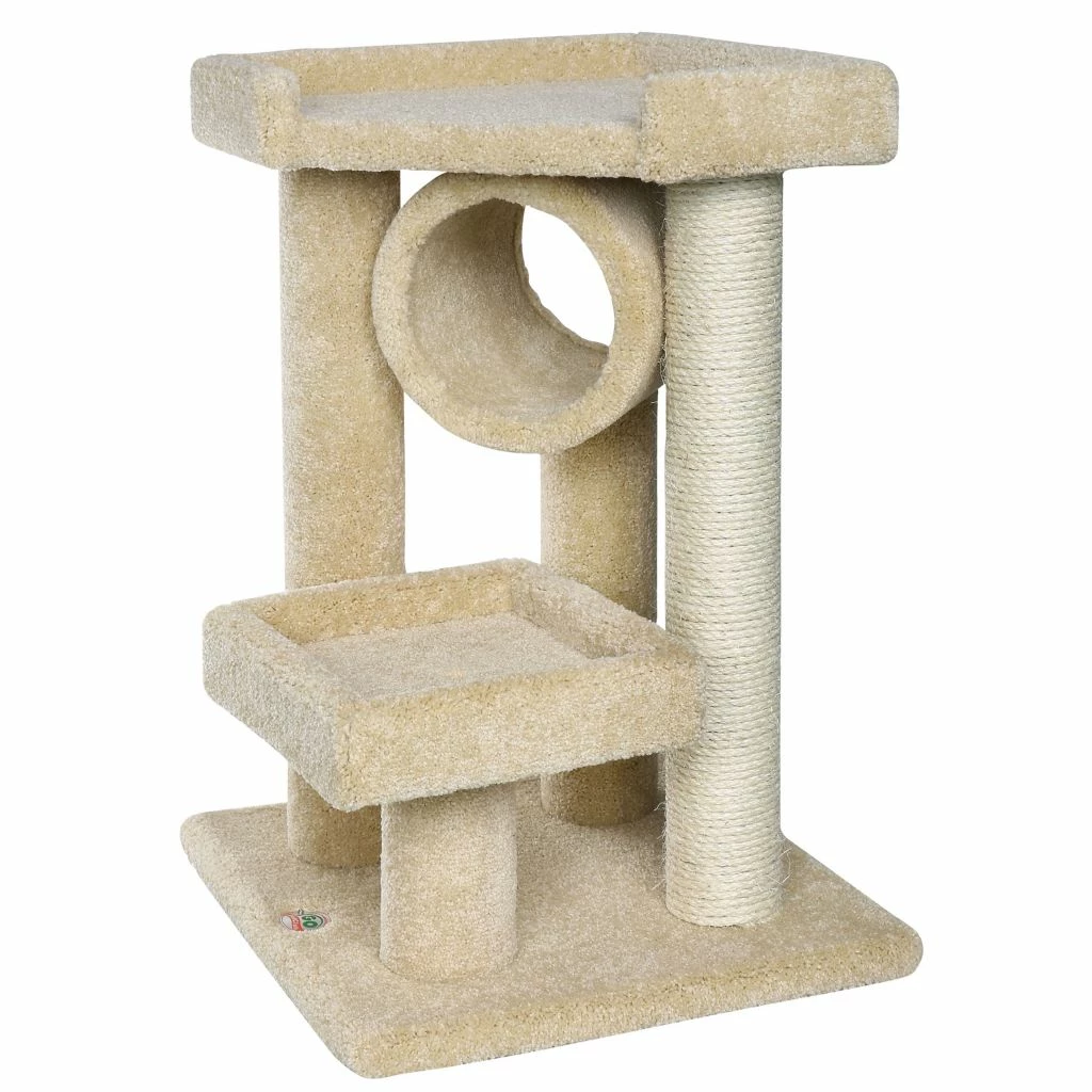 Go Pet Club 28 in. Premium Carpeted Cat Tree, Beige - Image 3