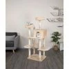 New! Go Pet Club 61.5 in. Jungle Rope Cat Tree with Sisal Covered Posts, Compressed Wood, Faux Fur Finish, Beige