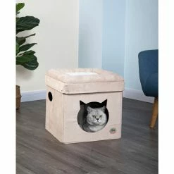 New! Go Pet Club 16.5 in. Comfy Cat Cube Bed with Cat Face