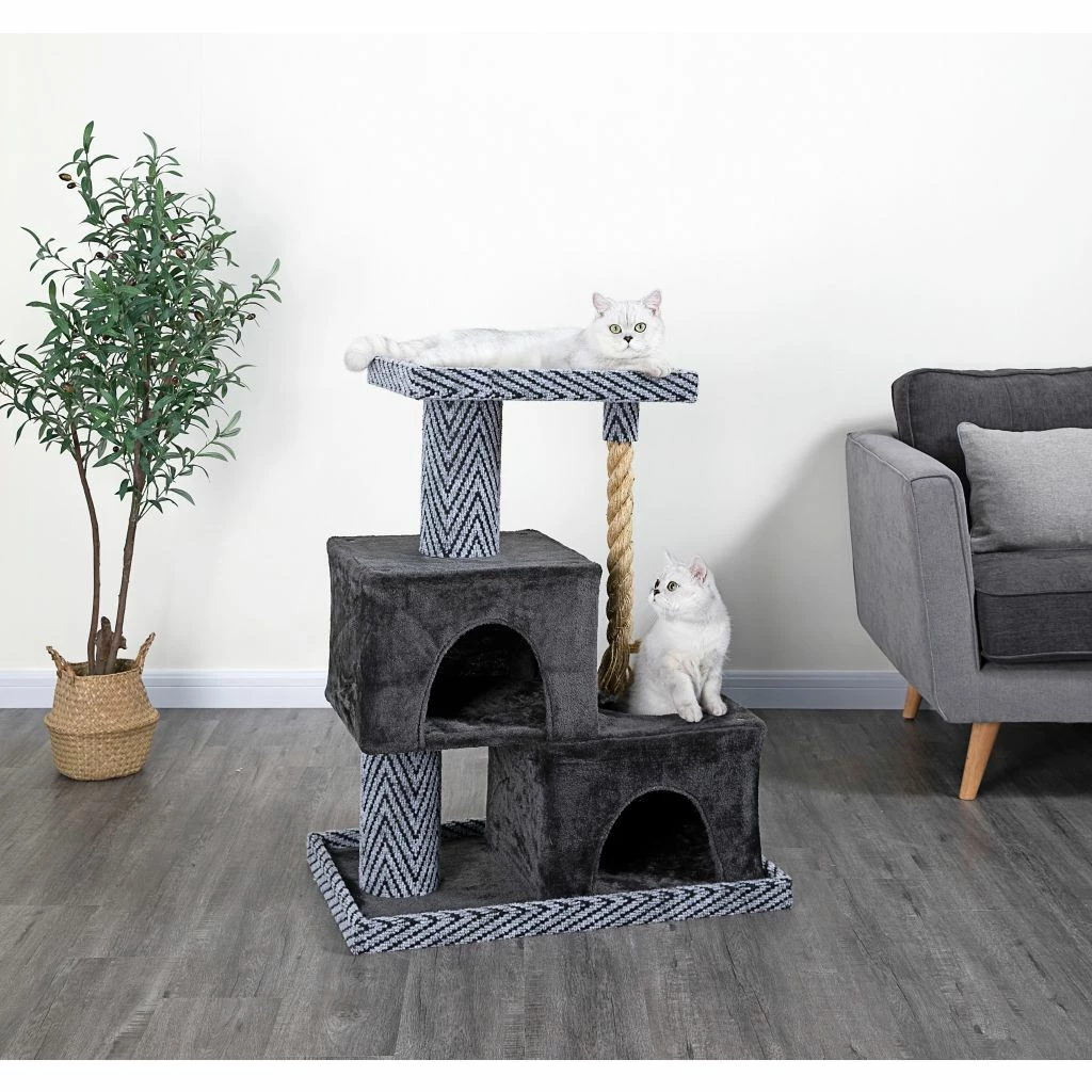 New! Go Pet Club 37 in. Sequoia Cat Tree House with Jungle Rope, Carpet, Faux Fur