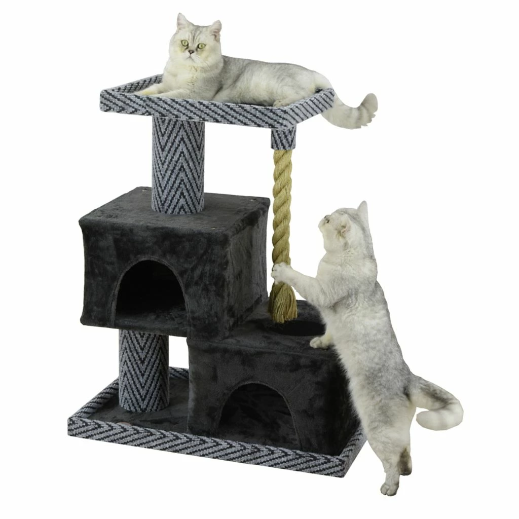 New! Go Pet Club 37 in. Sequoia Cat Tree House with Jungle Rope, Carpet, Faux Fur - Image 2