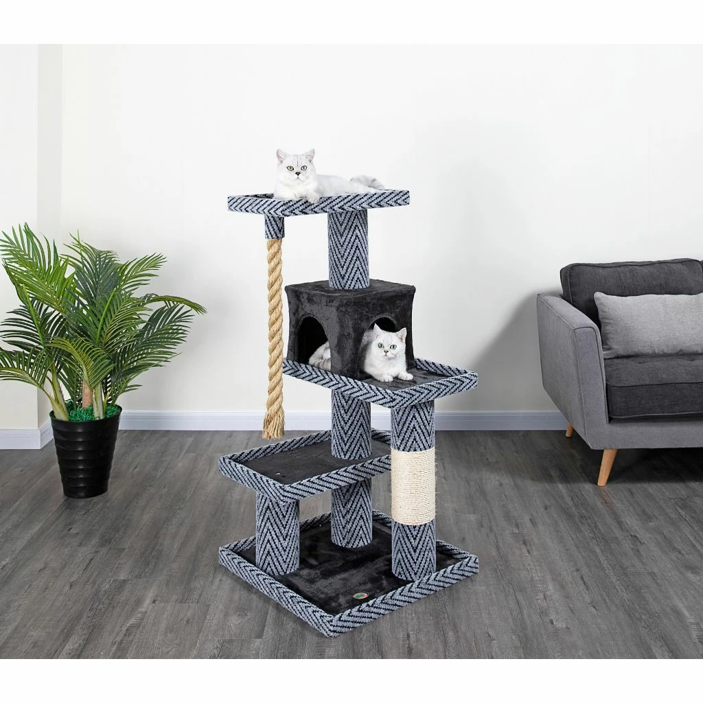 New! Go Pet Club 49.5 in. Sequoia Cat Tree Condo with Jungle Rope and Sisal Scratching Post, Carpet, Faux Fur