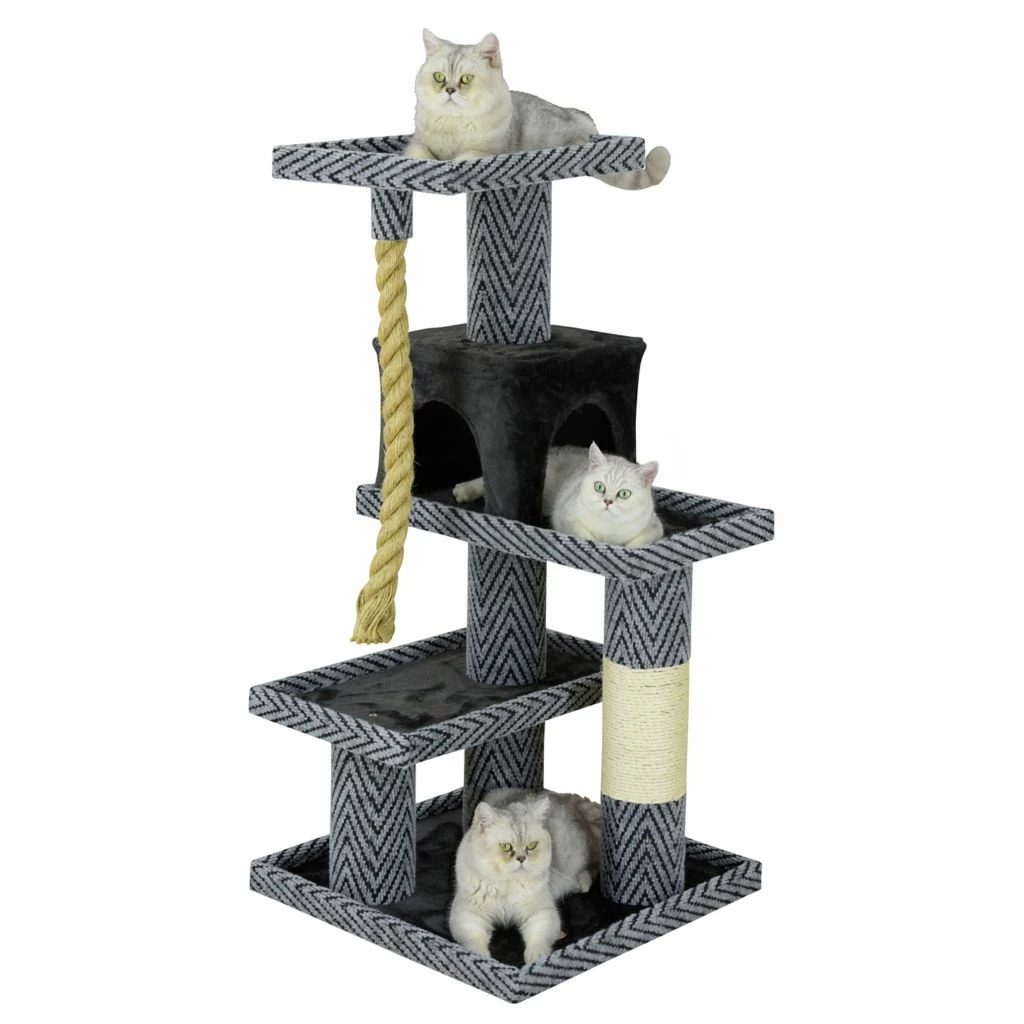 New! Go Pet Club 49.5 in. Sequoia Cat Tree Condo with Jungle Rope and Sisal Scratching Post, Carpet, Faux Fur - Image 2