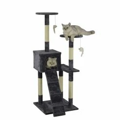 New! Go Pet Club 51 in. Economical Cat Tree Condo with Sisal Covered Posts, Compressed Wood, Faux Fur Finish