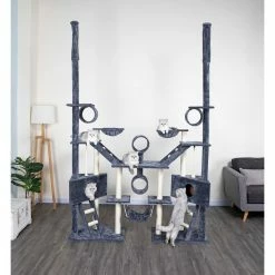 New! Go Pet Club 106 in. Cat Tree House with Large Houses, Compressed Wood, Faux Fur Finish