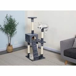 New! Go Pet Club 52 in. Classic Cat Tree Condo with Sisal Covered Posts, Compressed Wood, Faux Fur Finish