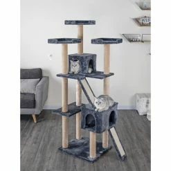 Go Pet Club 71 in. Kitten Cat Tree House with Sisal Scratching Board, Compressed Wood, Faux Fur Finish